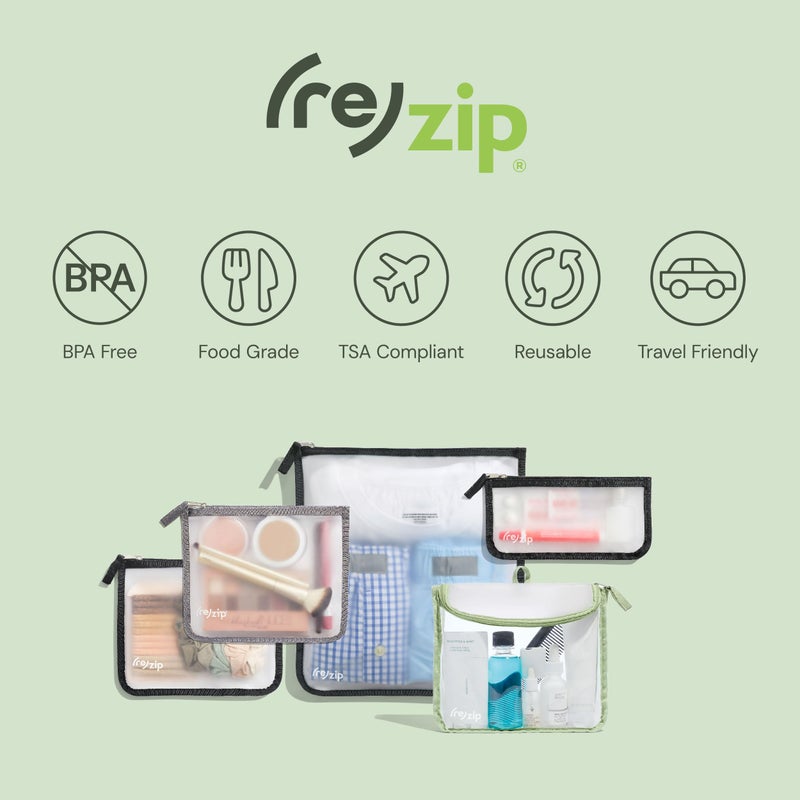Rezip (re) zip 2-Pack Gallon Size Storage Bags | Zippered, Reusable Bags for Travel & Household Storage | BPA-Free, Food Grade, Machine Washable (Black) - Image 3